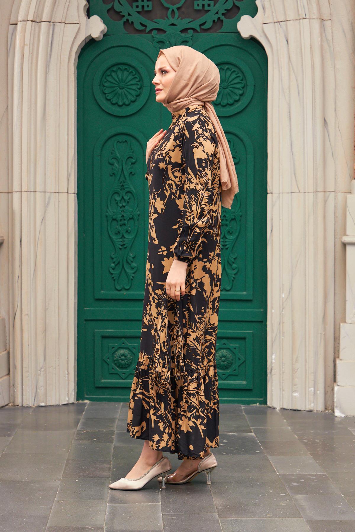 Huda Modest Mink Patterned Dress