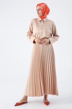 Pleated Satin Skirt